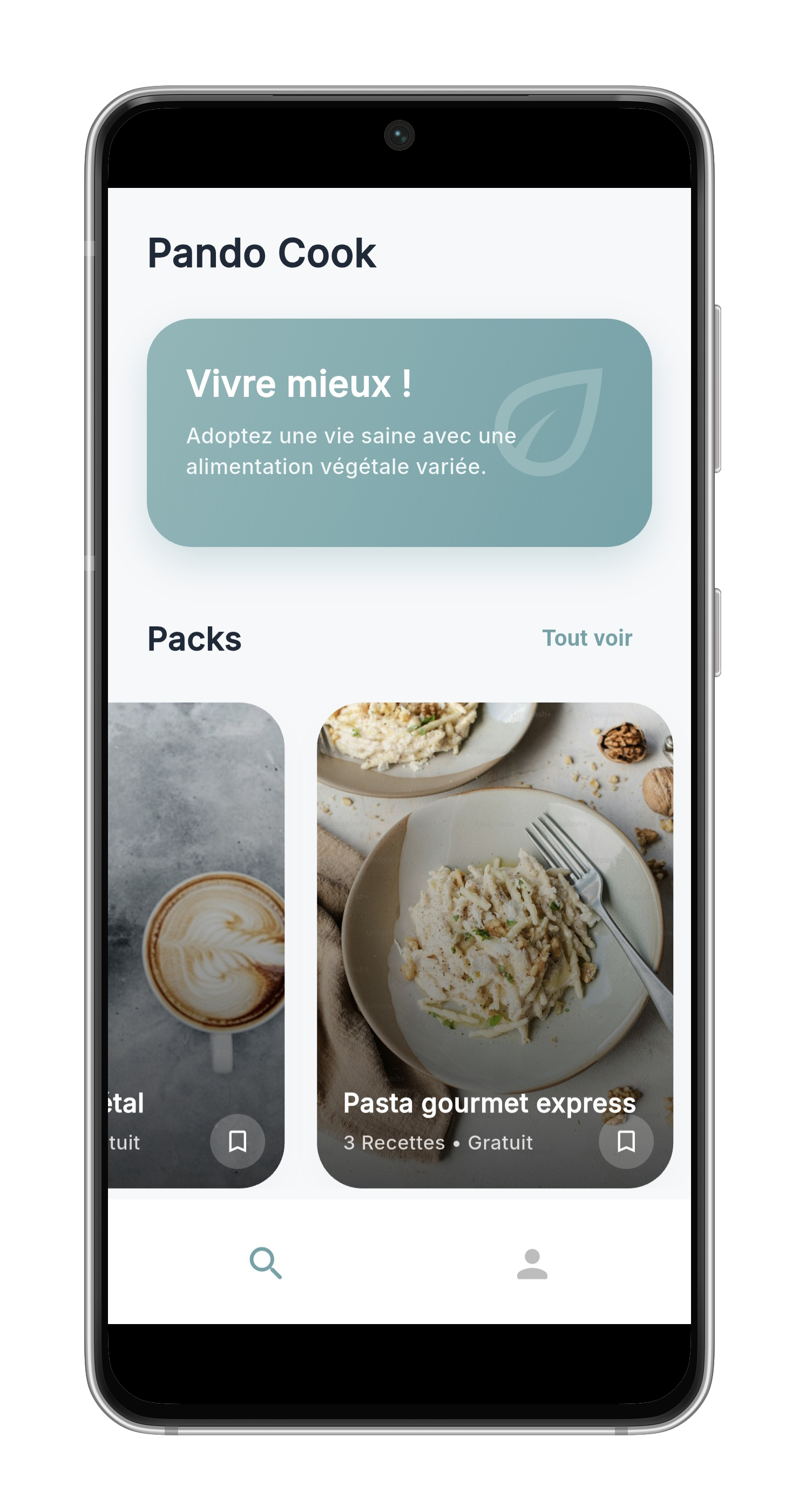 Application Pando Cook sur smartphone